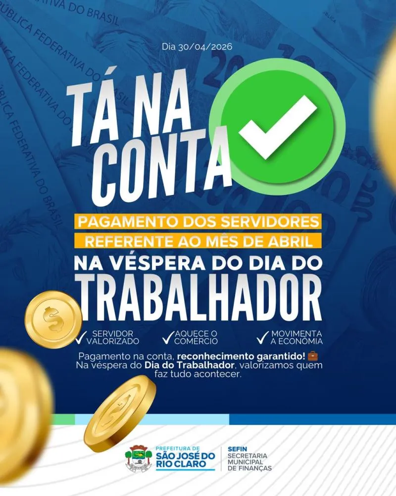 Servidores de São José recebem salário de abril na véspera do Dia do Trabalhador