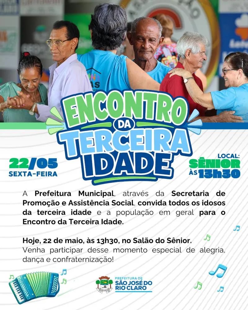 Prefeitura de São José promove 'Encontro da Terceira Idade' nesta sexta-feira