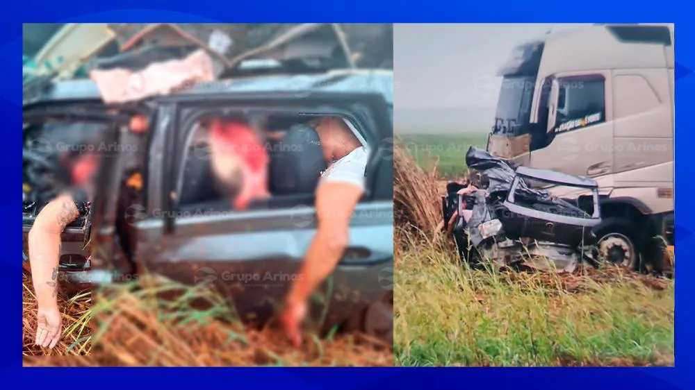 Grave acidente entre carreta e carro deixa vítimas fatais na MT-249; vídeo mostra destruição no local